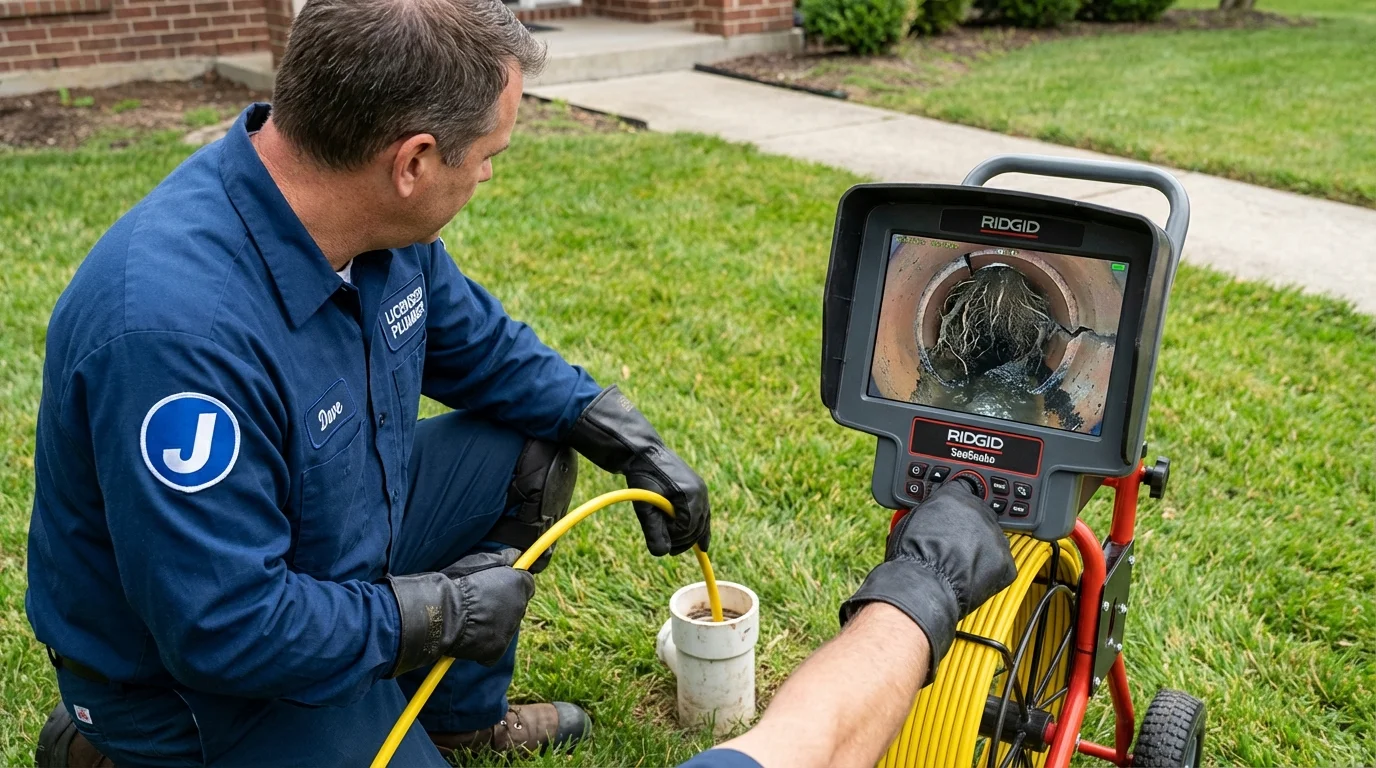 Sewer camera inspection being performed by Johns Plumbing LLC in Damascus