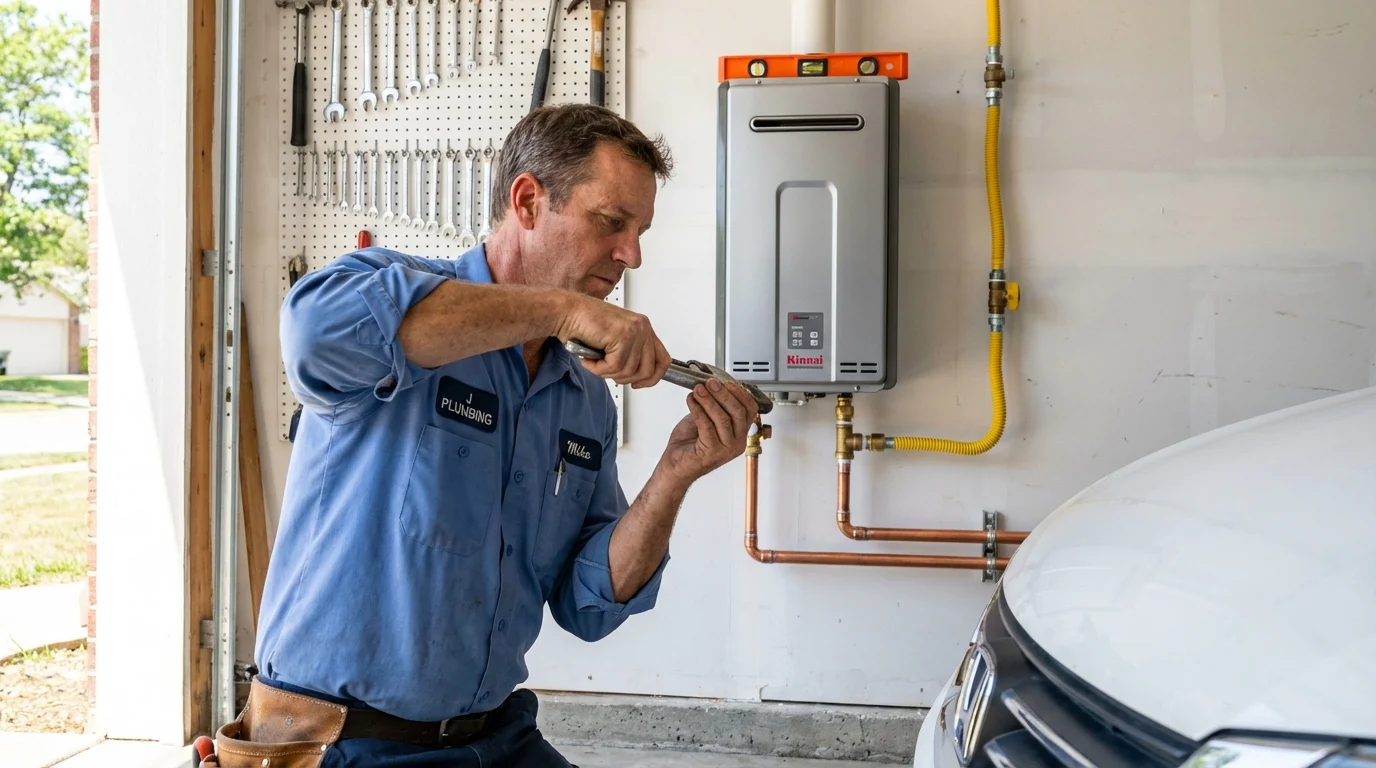 Tankless water heater installation by a Johns Plumbing LLC plumber in Damascus
