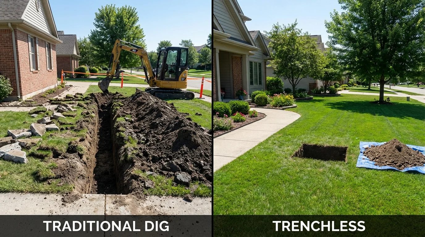 Trenchless sewer repair with minimal yard damage versus traditional excavation in Damascus, OR